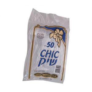 מזלג “שיק” שקוף/צבעוני 50 יחידות